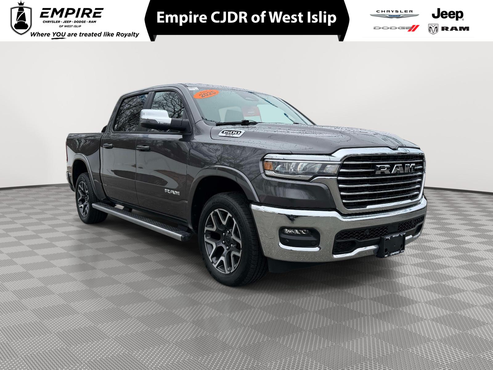 Gray (Granite Crystal Metallic Clearcoat) 2025 RAM 1500 Laramie Crew Cab 4WD Pickup Truck Four-Wheel Drive 8-Speed Automatic